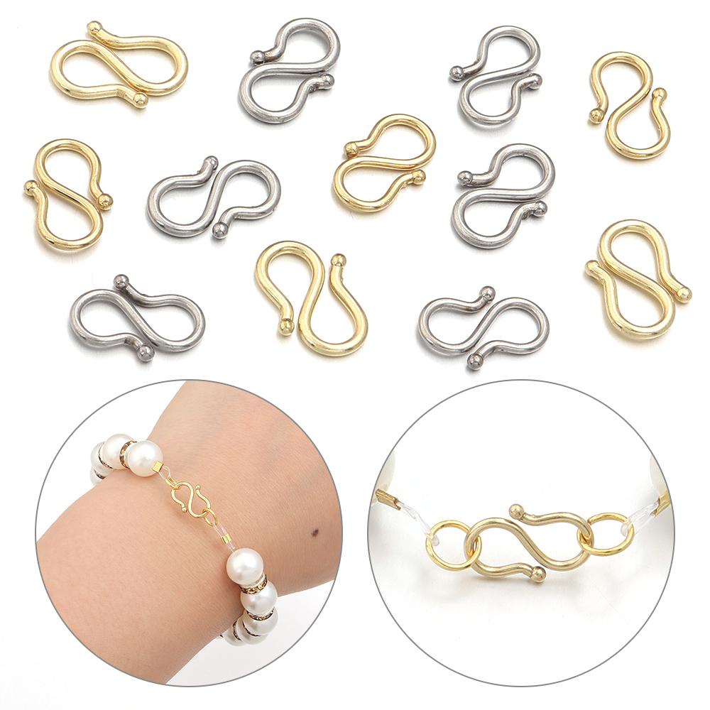 20pcs Stainless Steel S Shape End Clasps Hooks Necklace Bracelet Clasps Connectors For DIY Jewelry Making Accessories Supplies