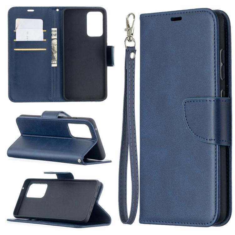 

For Samsung Galaxy A52 5G Retro Lambskin Texture Pure Color Horizontal Flip PU Leather Case with Holder & Card Slots & Wallet & Lanyard(Grey) For Samsung Galaxy A52 5G синий