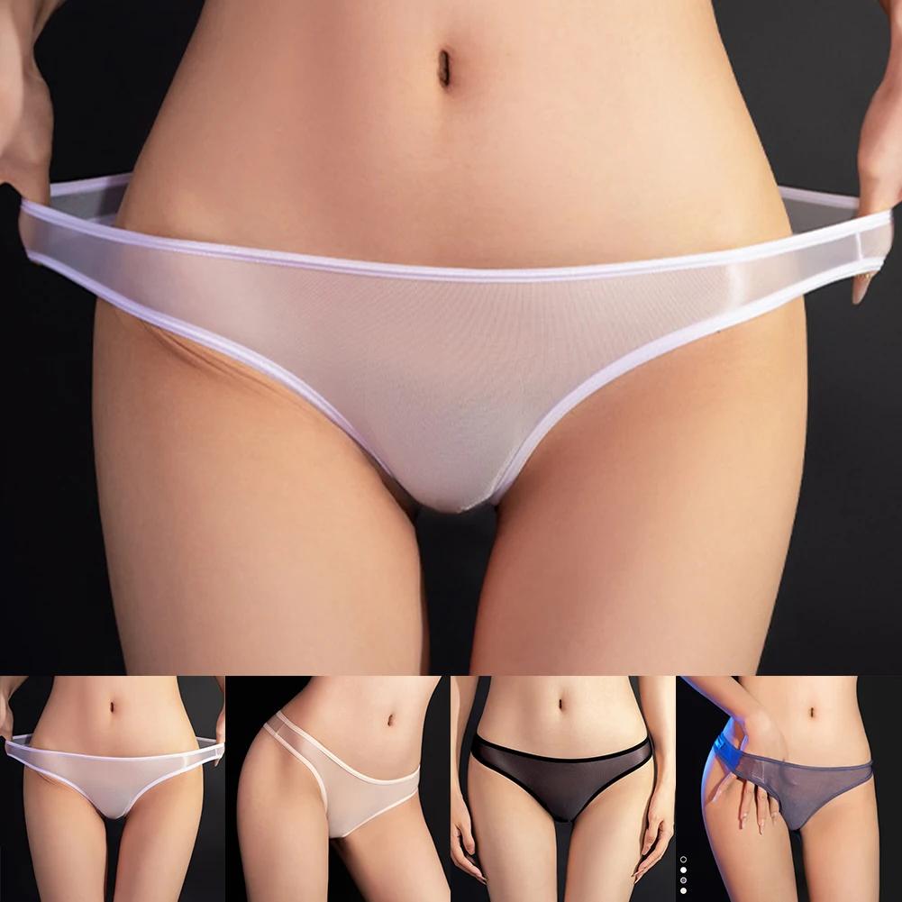 Women Sexy Sheer Seamless Panties Low Rise Underwear See Through Lace Thongs Ultra Thin Briefs