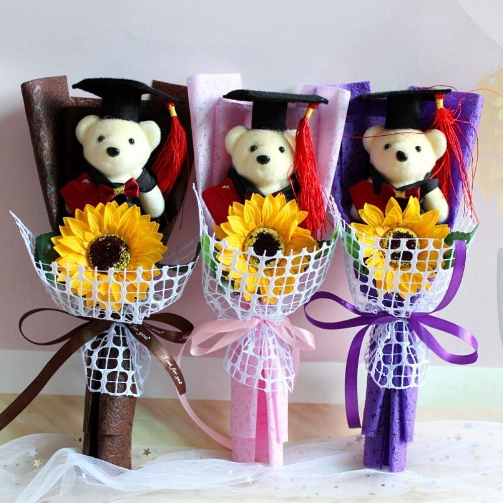 Dekoration Sonnenblumen Bär Strauß Plüsch Süßer Bär Strauß Neues Plüschtier Sträuße Abschlussgeschenk