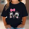Teen Girl Clothes Pink Bow Cat Girl T-Shirt Summer Fashion Crew Neck Junior Girls' Clothing Short Sleeve Outdoor Children Top