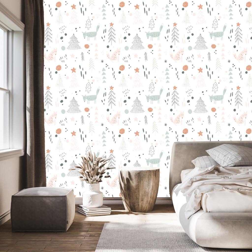 Foxes In the Forest Wallpaper for Living Room and Bedroom 50x1000