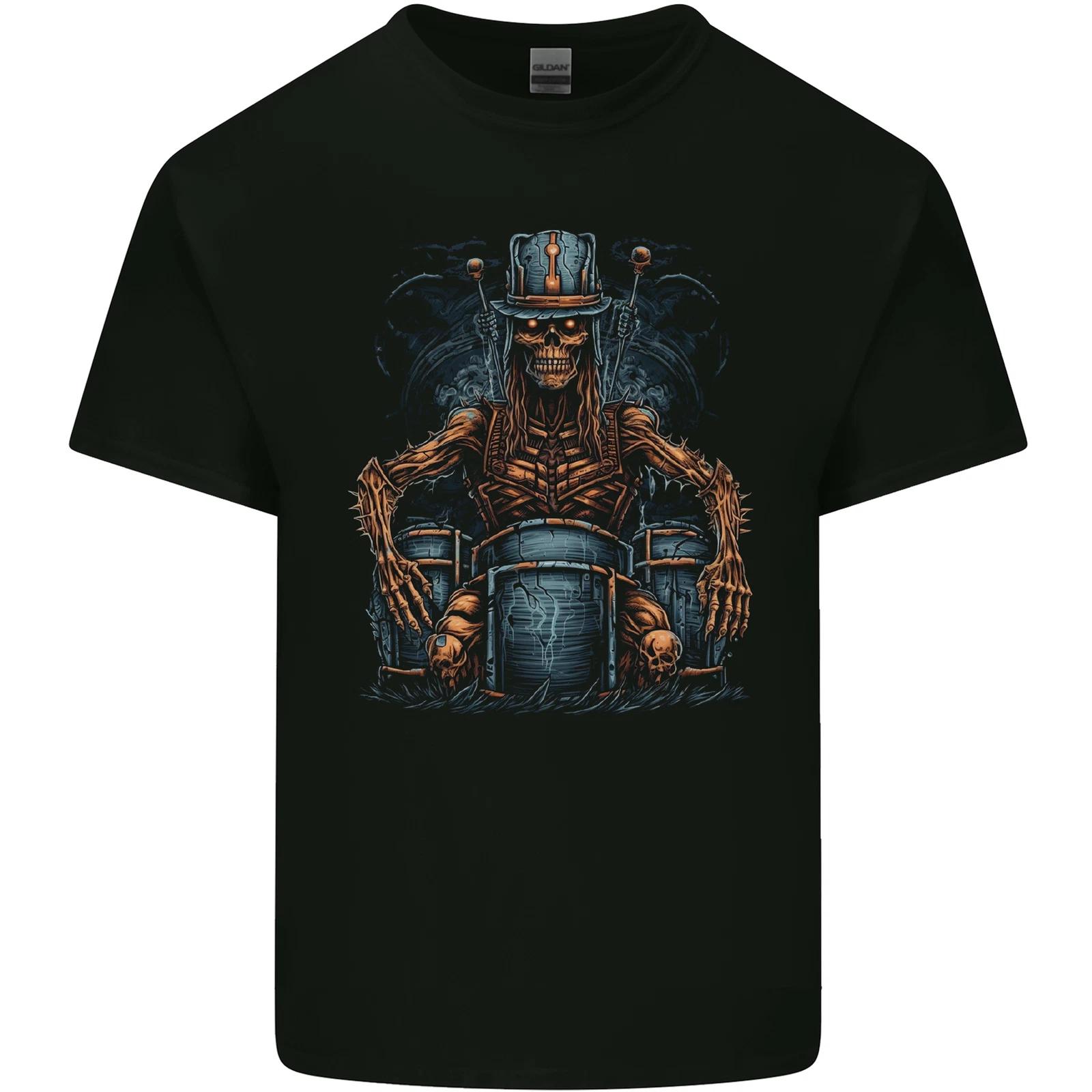 Voodoo Drummer Skull Drumming Heavy Metal Kids T-Shirt Childrens S