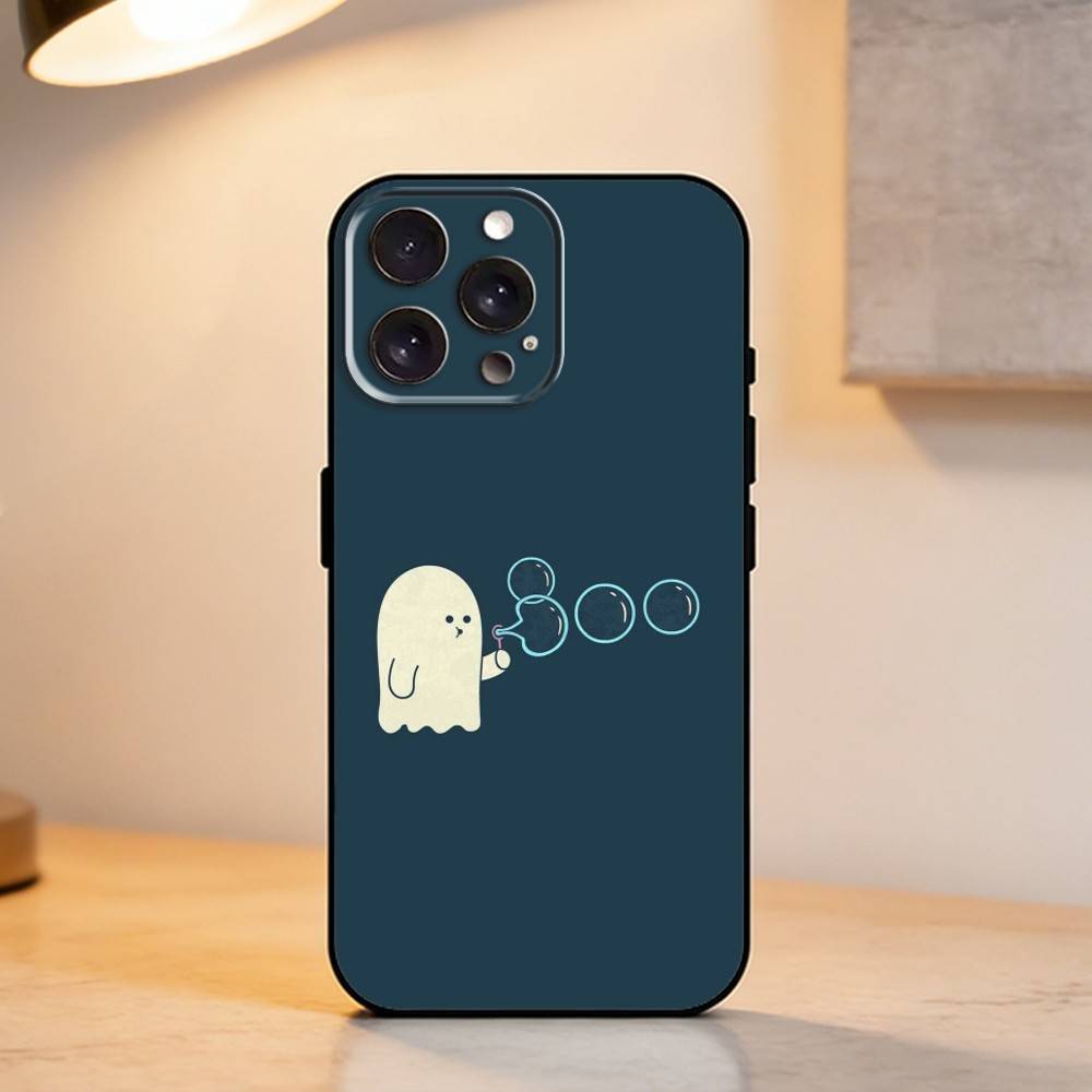 P-Playful G-Ghost    Phone Case For iPhone 17,16,15,14,13,12,11 Plus,Pro Max,XS,Soft Silicone Black Cover