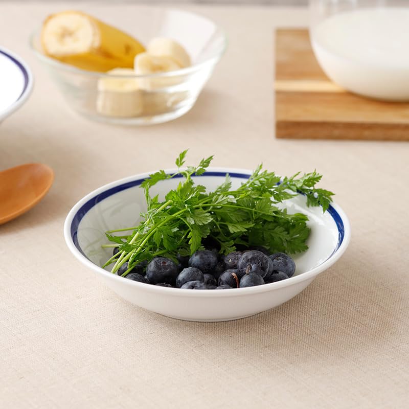 EAST table Salatschüssel, Indigo Line, 14 cm, hochfestes Porzellan, 212-066, hergestellt in Japan, mikrowellengeeignet, spülmaschinenfest