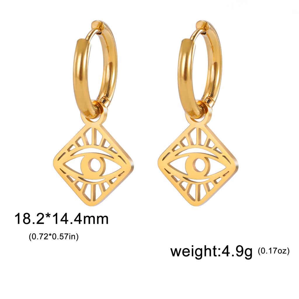 Women Lucky Evil Eye Pendant Drop Earring Stainless Steel Hoop Earrings Protection Amulet Jewelry Birthday Gift