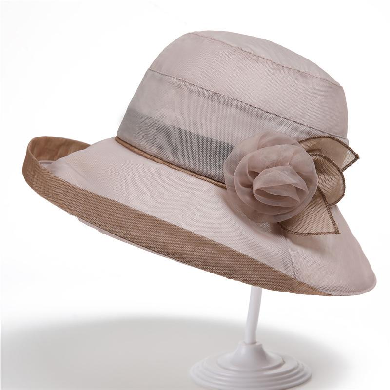 Ladies Foreign Style Top Hat Summer Elderly Sun Protection Mother Sun Hat Cool Hat Thin Basin Hat