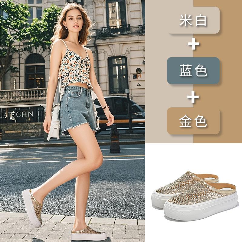 Strass-Baotou-Slipper für Damen 2025 Sommer neue Modelle sind leer und atmungsaktiv, und Sandalen werden draußen getragen, was hochwertig und modisch ist.