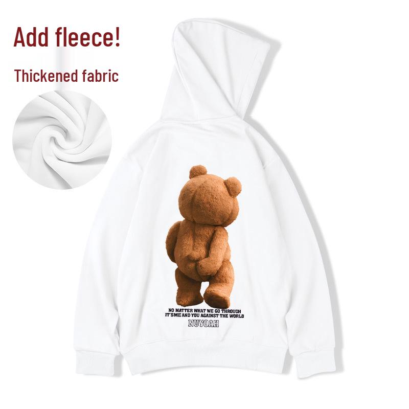 Sweat à capuche avec ours pour homme grande taille - Style américain tendance, Velours Coupe ample, Tailles jusqu'à 8XL