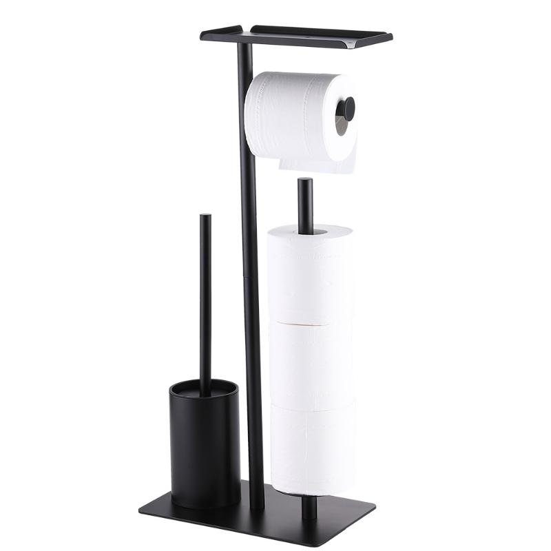 Floor-standing vertical roll paper holder toilet brush bathroom floor-standing toilet paper holder drawer without punching