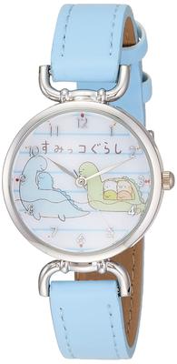 [Arias] Orologio Sumikko Gurashi analogico impermeabile con cinturino in pelle lucertola e madre WW21055SXSG blu per ragazze
