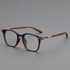 Square Full Frame Glasses Faux Wood Temple Retro Eyewear for Men Women Fashion Daily Use TR90 Lightweight Spectacles