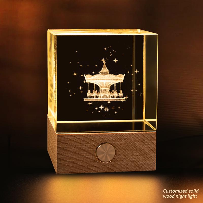 Starry Sky Cube Crystal Night Light: Creative Bedside Atmosphere Lamp