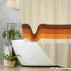 Modern Wavy Line Shower Curtain 1Pc Polyester 2D Flat Print 70.8X70.8 Inch Brown Orange Beige Abstract Bathroom Decor