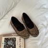 Cowhide Version~ 2025 New Niche Design Retro Round Head Leopard Print Horse Hair Folds with Shallow Mouth Flat Sole Shoes