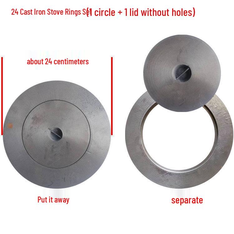 Cast Iron Firewood Stove Ring & Lid: Thickened Rustic Pot and Fire Pit Accessories
