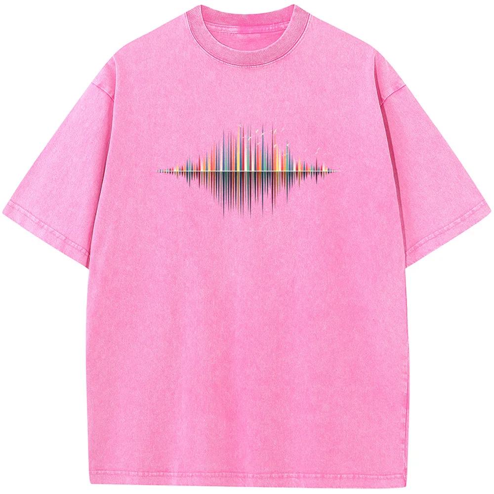 Classic Sound short-sleeve Men's and women's high-quality water-wash distressed old-fashioned retro casual graphic t shirts