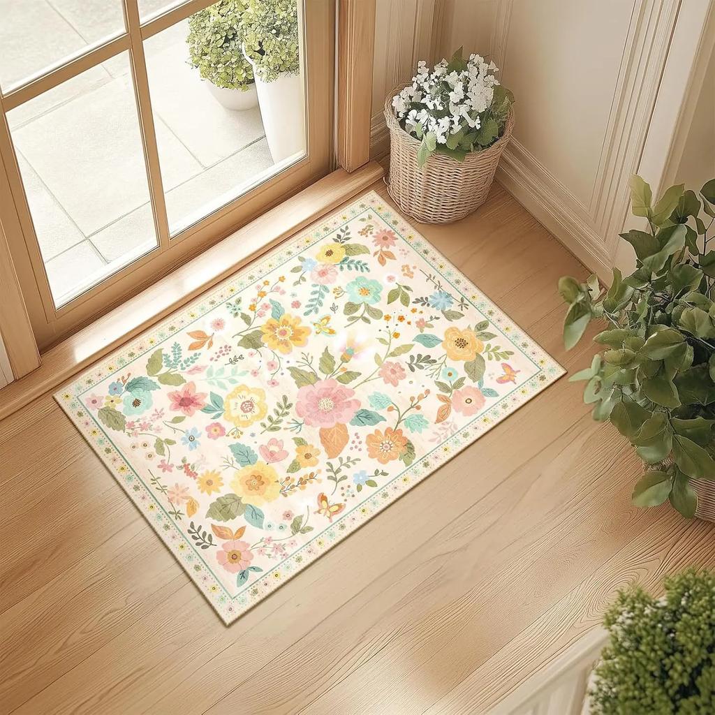 American Flower Crystal Velvet Floor Mat Resistant To Dirty Toilet Door Floor Mat Entry Door Floor Mat Home Decoration