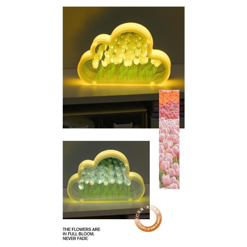 1SET Creative Tulip Flower Sea Night Light Handmade DIY Desktop Decoration Bedside Lamp Ambient Light Ornament Creative Gift