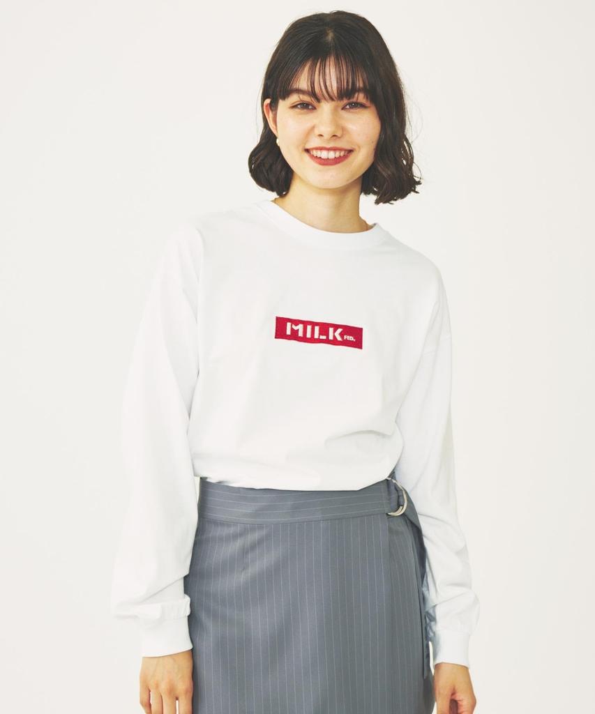 Milkfed Casual BAR LOGO BASIC TEE WHITE L/S Women's