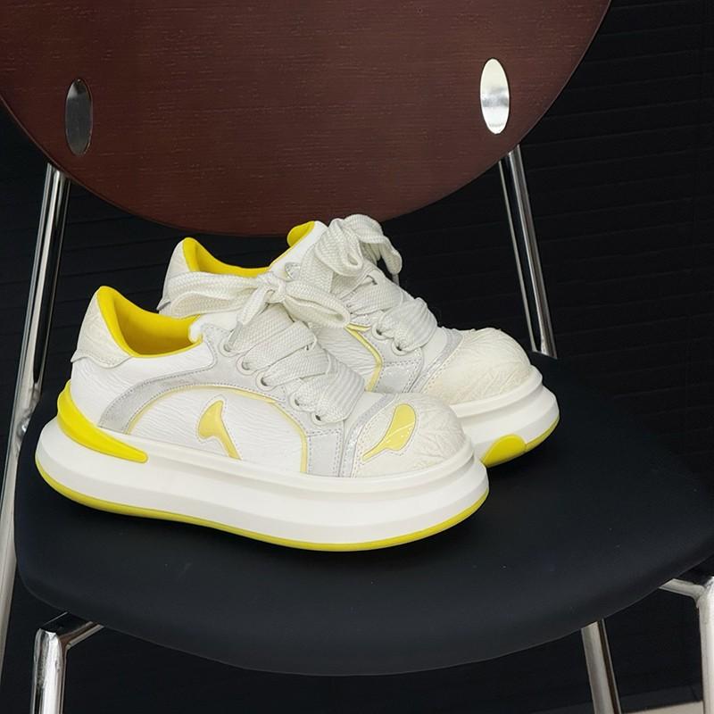 2025 spring and summer new platform bread shoes board shoes color matching versatile height increase casual sports shoes support one 2025