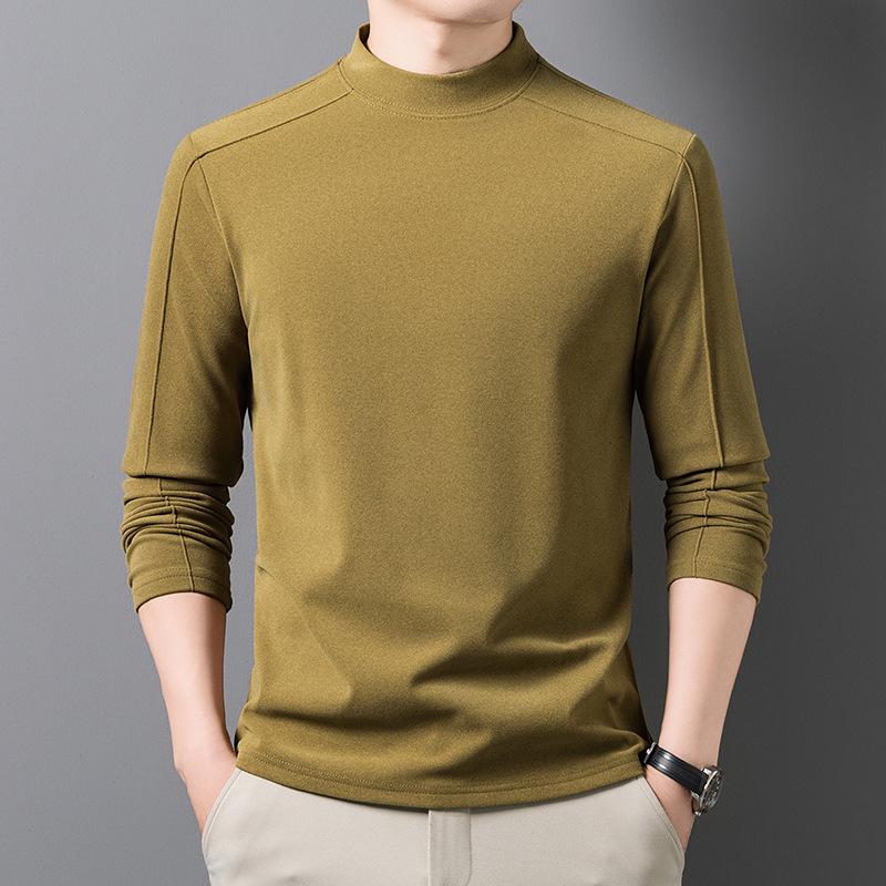 Men's Thermal Half-Neck Long Sleeve Base Layer - Warm Brushed Top for Autumn & Winter