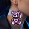 Unique Statement Earrings 1 Pair Halloween Dangle for Women, 2D Acrylic Cute Edgy Dark Aesthetic Jewelry Skeleton Bear Earrings, Funny Party
