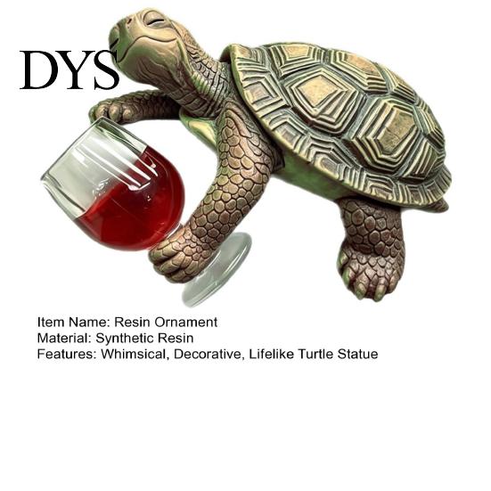 Whimsical Balcony Decorations Wine Drinking Turtle Figurine, Planter Hanger Statue, Plant Waterproof Outdoor Ornaments Pot Resin Ornament for