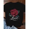 European Sizes Red Rose with Love Women's Sports Short Sleeve T-Shirt