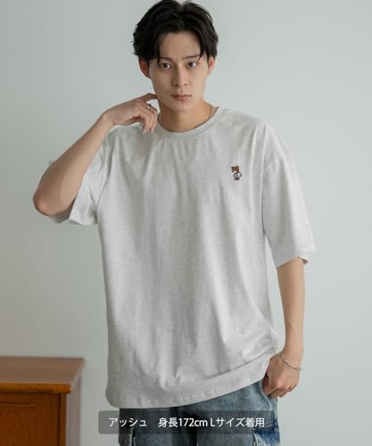 IMPROMES Casual SIDEWAYSTANCE Embroidered Skateboard Downer Bear Short Sleeve T-Shirt, Men's, Black