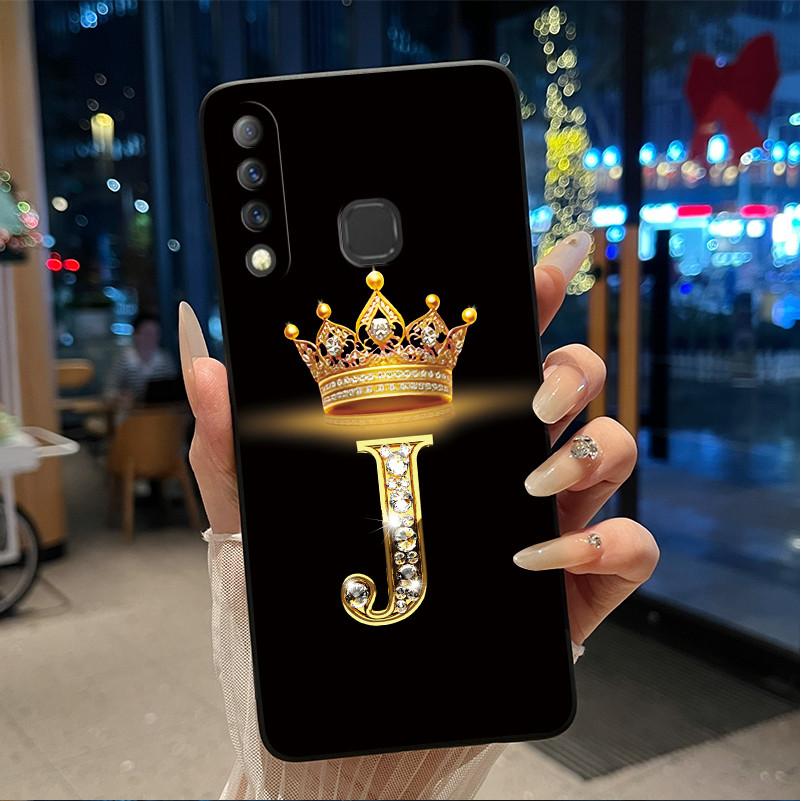 Beautiful A To Z Letter Crown Casing For Infinix S4 Smart3 Plus X626 X267 Case Black Soft Silicone Shockproof Shell