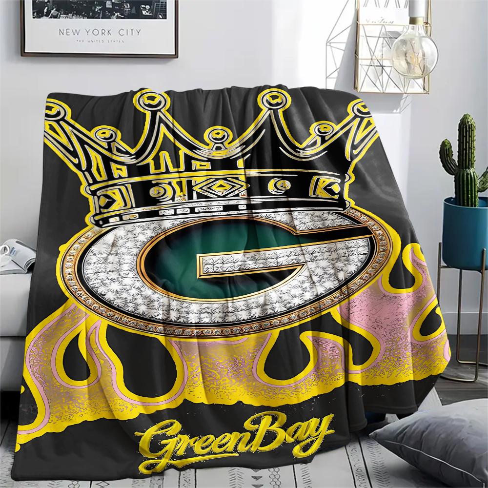 1Pc Green Bay Packers Print Flannel Blanket, High quality Comfortable for All Seasons, Home Decor, Warmth and Comfort, Perfect for Gifts