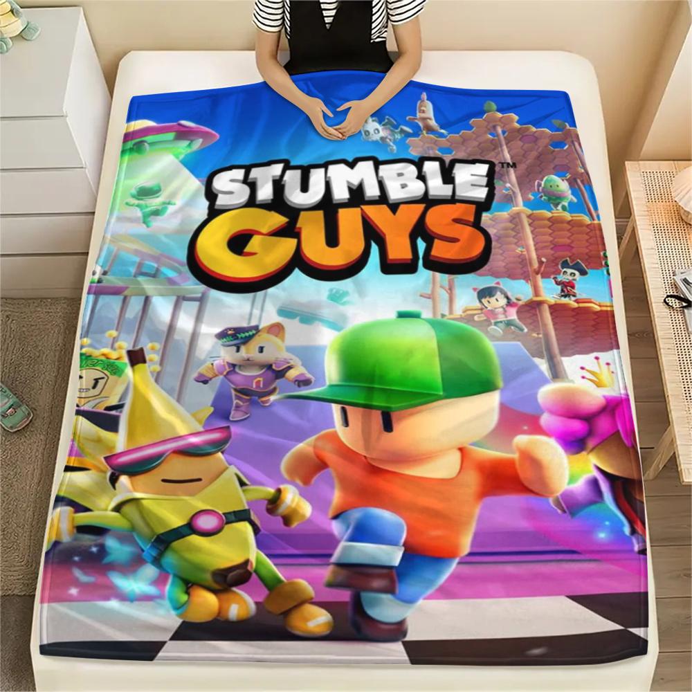1PC Stumble Guys Print Flannel Blanket, High quality Comfortable for All Seasons, Home Decor, Warmth and Comfort, Perfect for Christmas Gifts184