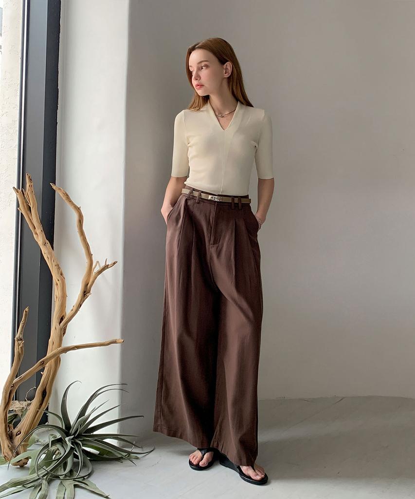 Baseukala Two-Tuck Linen Wide Slacks (3Colors)