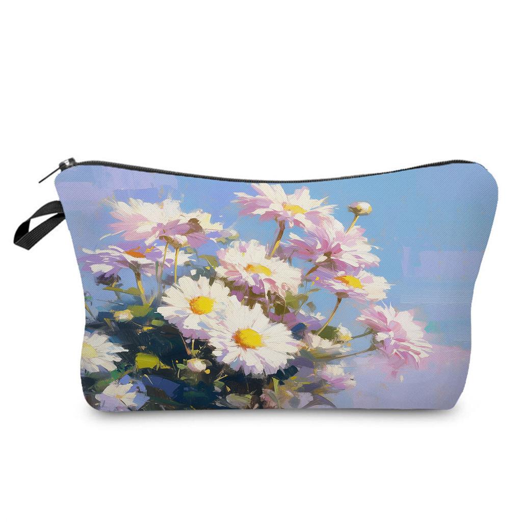 Women Oil painting of flowers Print Cosmetic Bag Toiletries Organize Travel Storage Case 6386