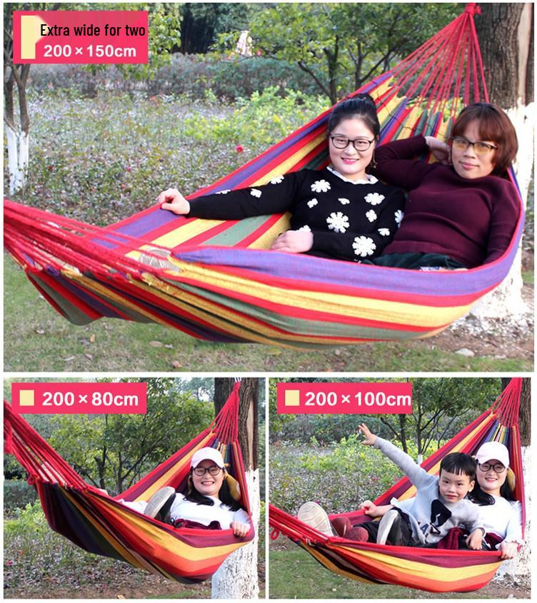 Thickened Canvas Camping Hammock: Anti-Roll, Single/Double Swing Chair for Outdoor Use