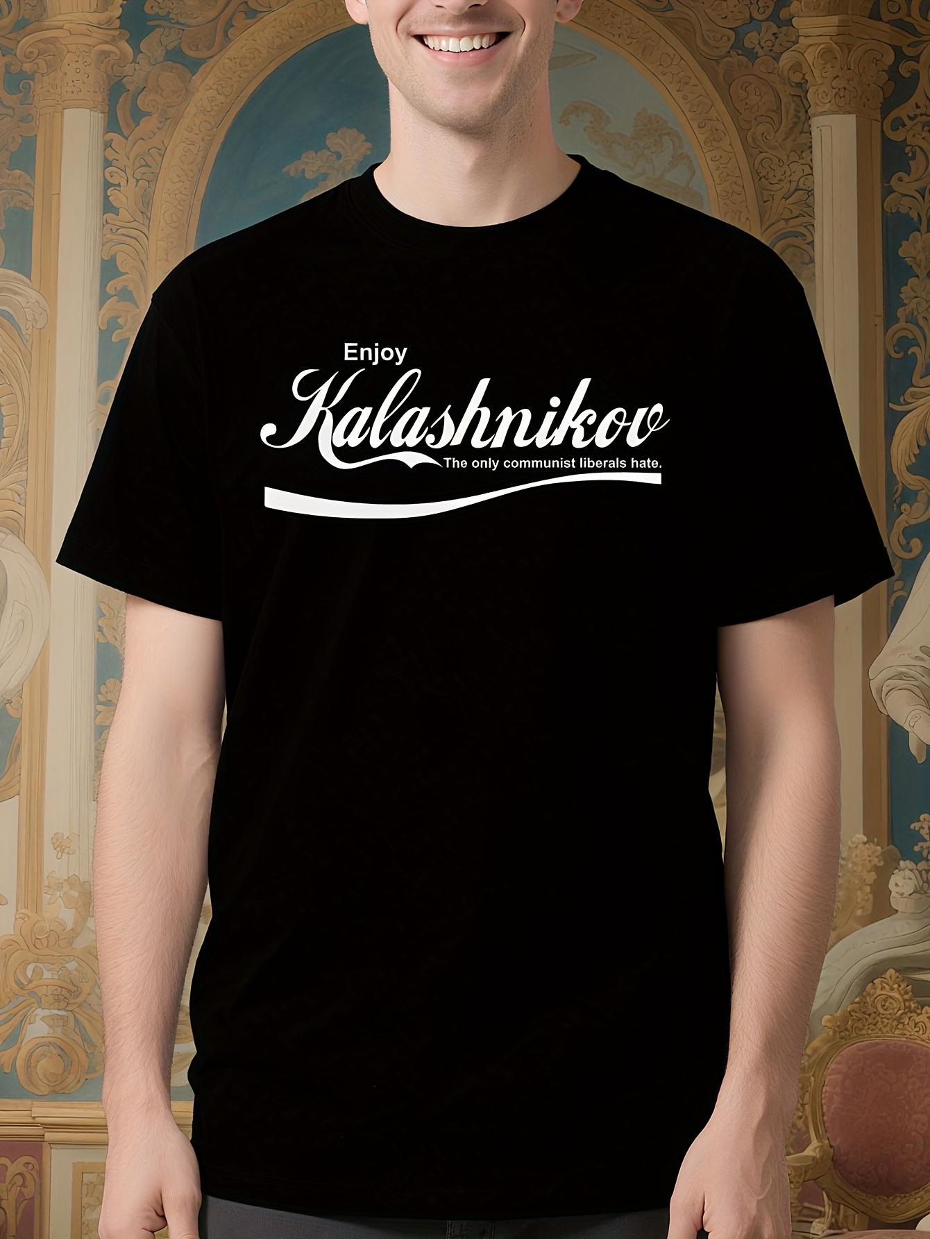 Gun Kalashnikov Tshirt - Bold Enjoy Kalashnikov Text - Bl... S