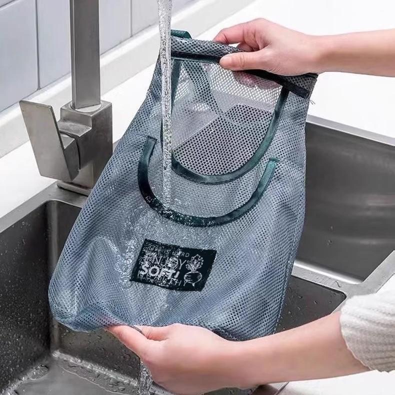 2pc Ventilated Mesh Storage Bags for Garlic, Potatoes, Onions - Durable Plastic Hanging Organizer for Kitchen & Pantry&bathroom, Non-Food Contact Safe