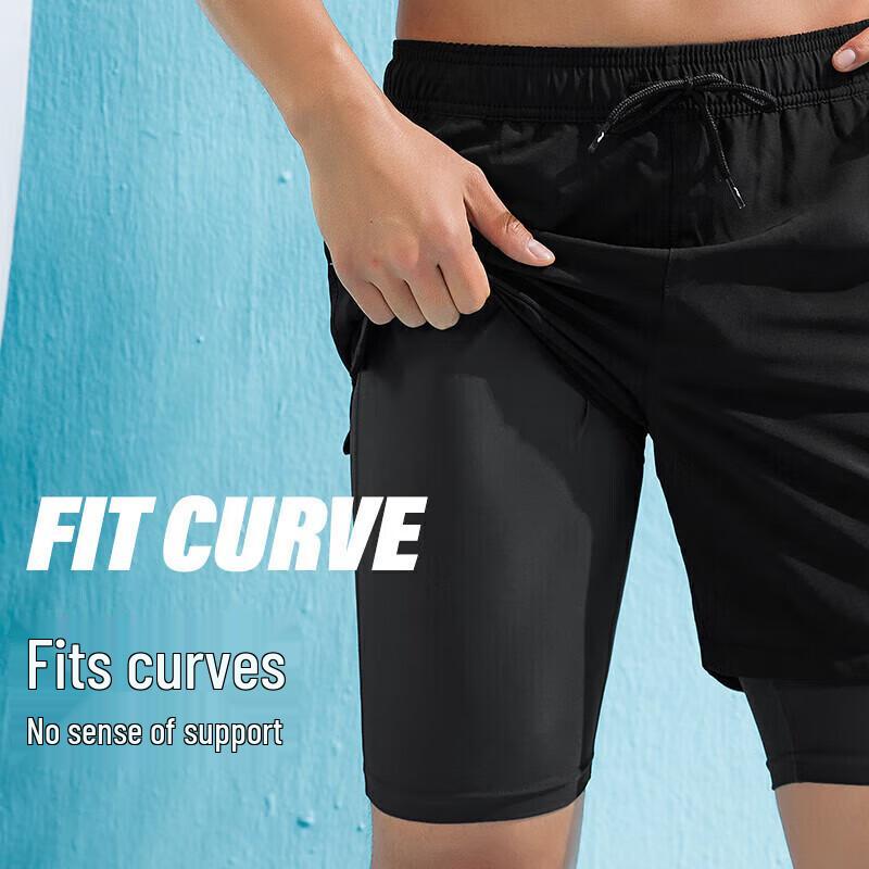 Li-Ning Men's Double-Layer Five-Point Swim Trunks