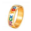 Color English Alphabet Ring Hip Hop Niche Cool Wide Ring Titanium Steel Electroplating Non-Fading Female