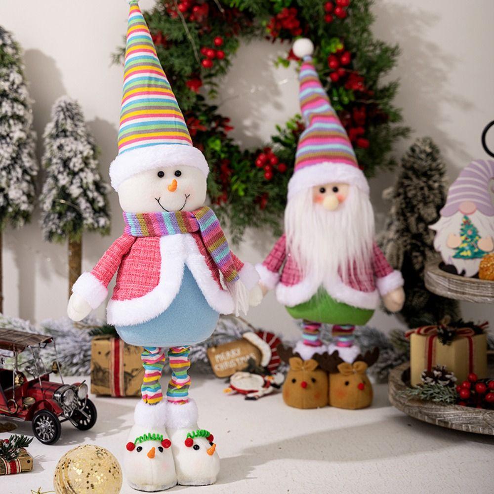 Colorful Santa Claus Snowman Retractable Doll Cute Merry Christmas Decoration  Home Decoration