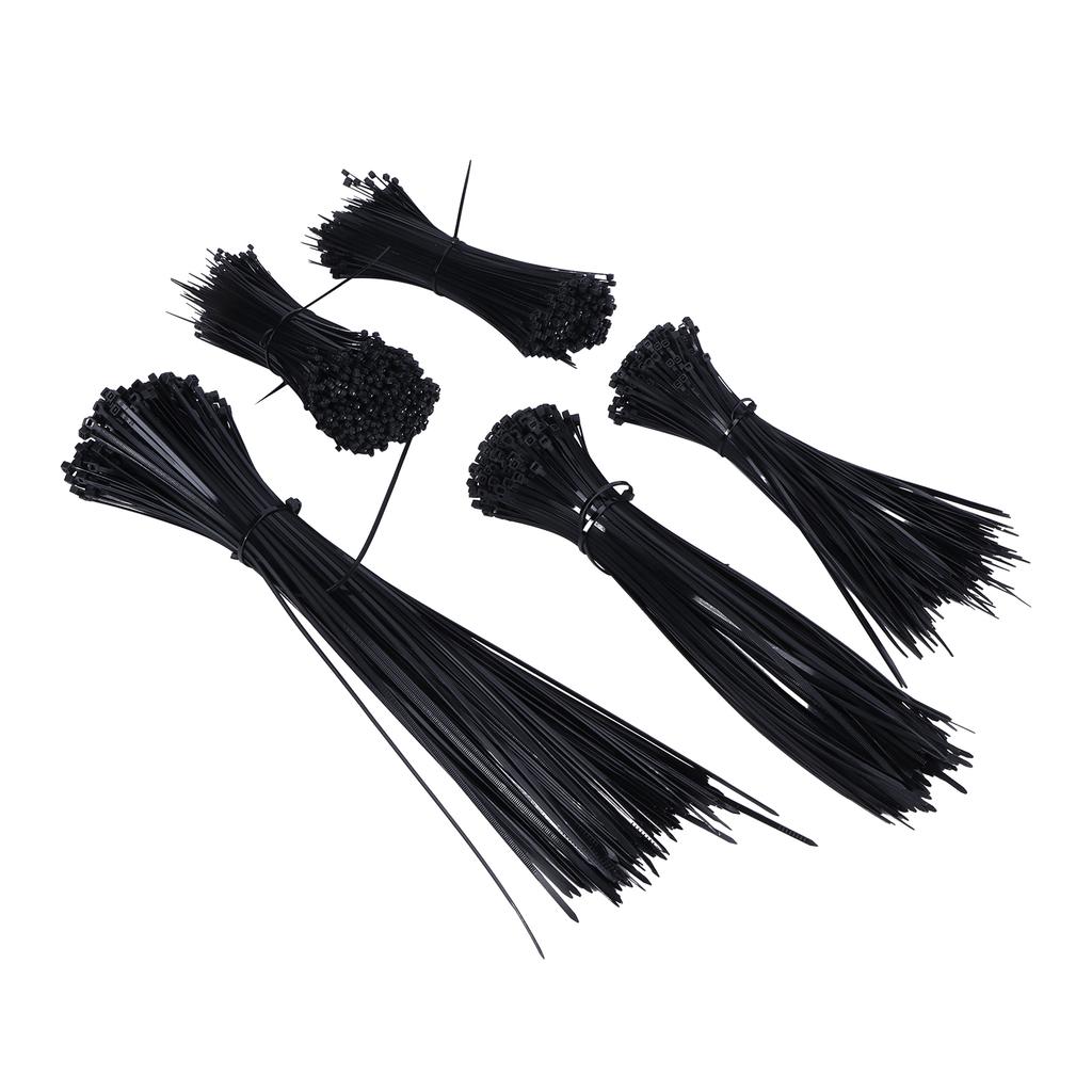5Packs Cable Ties Zip Wraps Set Disposable Nylon Wire Cord Strap Fastener Fastening OrganizerBlack