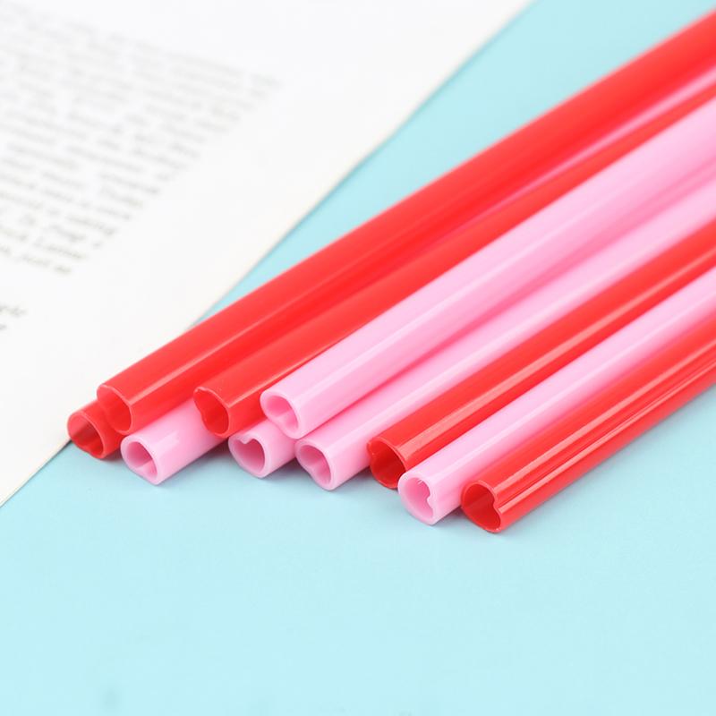25Pcs Smoothie Straws Heart Shaped Pink Straws Drinking Cute Plastic Straws