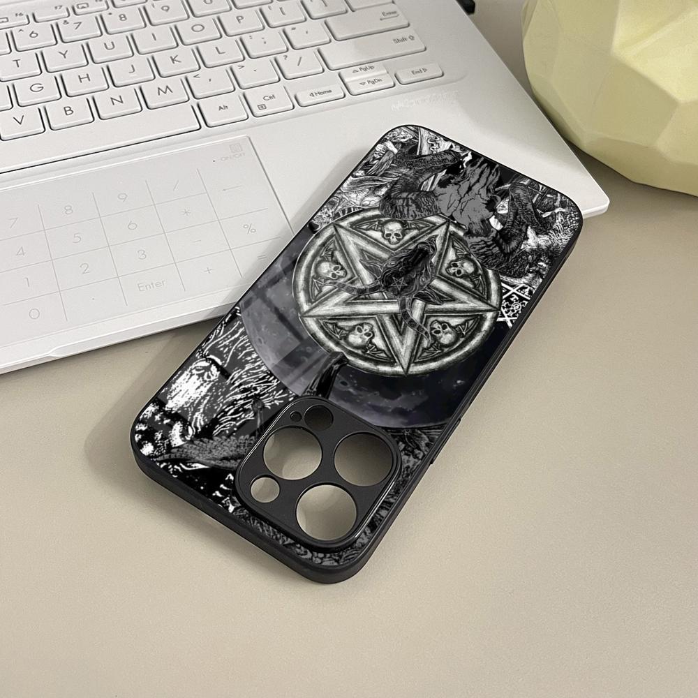 Pentagram 666 Demonic Satanic Phone Case Tempered Glass For IPhone 16 17 13 14 12 15 11 Pro Max Plus Mini XR Coque