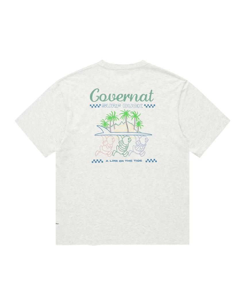COVERNAT Cool Cotton Surfer Duck Graphic T-Shirt Oatmeal