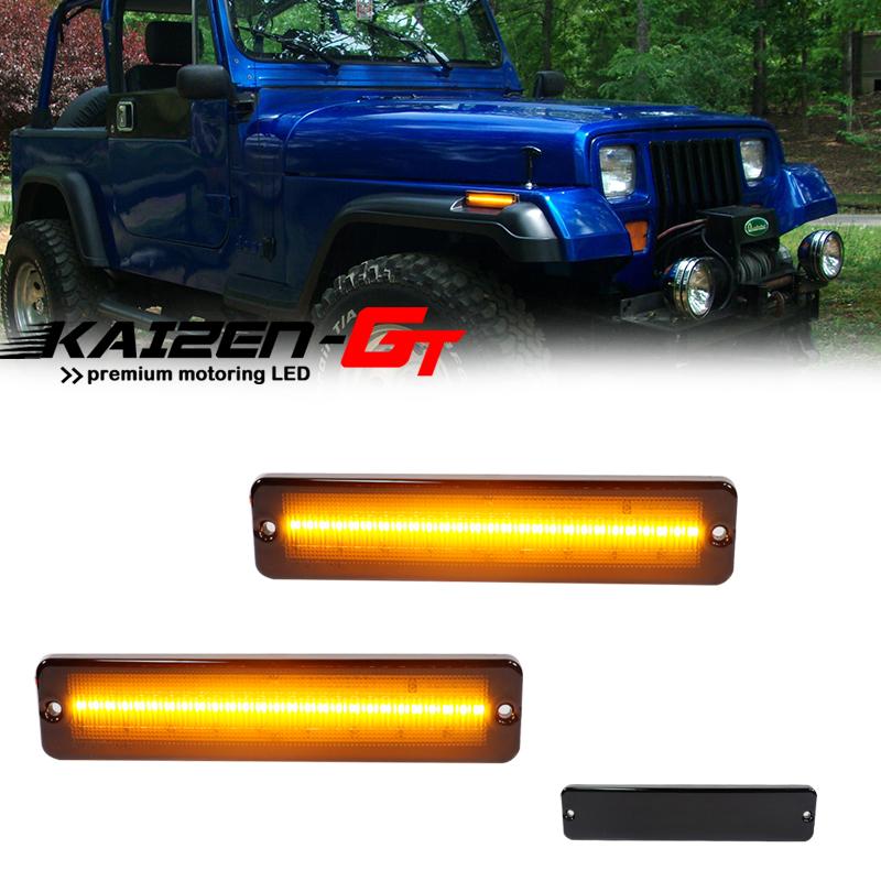 Car LED Front Bumper Side Marker Indicator Lights For Jeep Wrangler 1987-1995 Fender Flare Lamp Turn Signal Light Parking Light