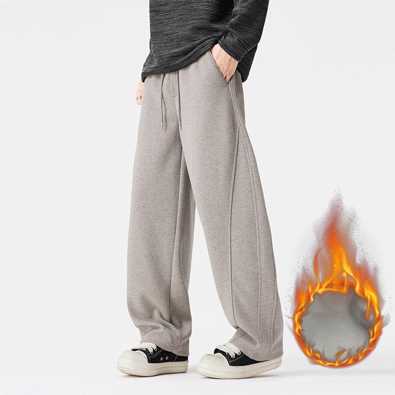 Men's Elastic Waist Patchwork Design Loose Fit Pants for Autumn/Winter