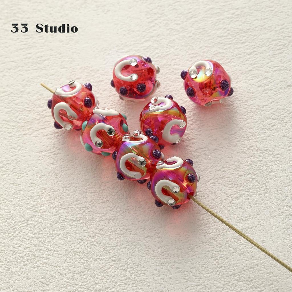 Pure Hand-painted Beads Stickers Diamonds Set Pearl Diy Jewelry Accessories Material Package Beads Car Pendant Cell Phone Chain Beads