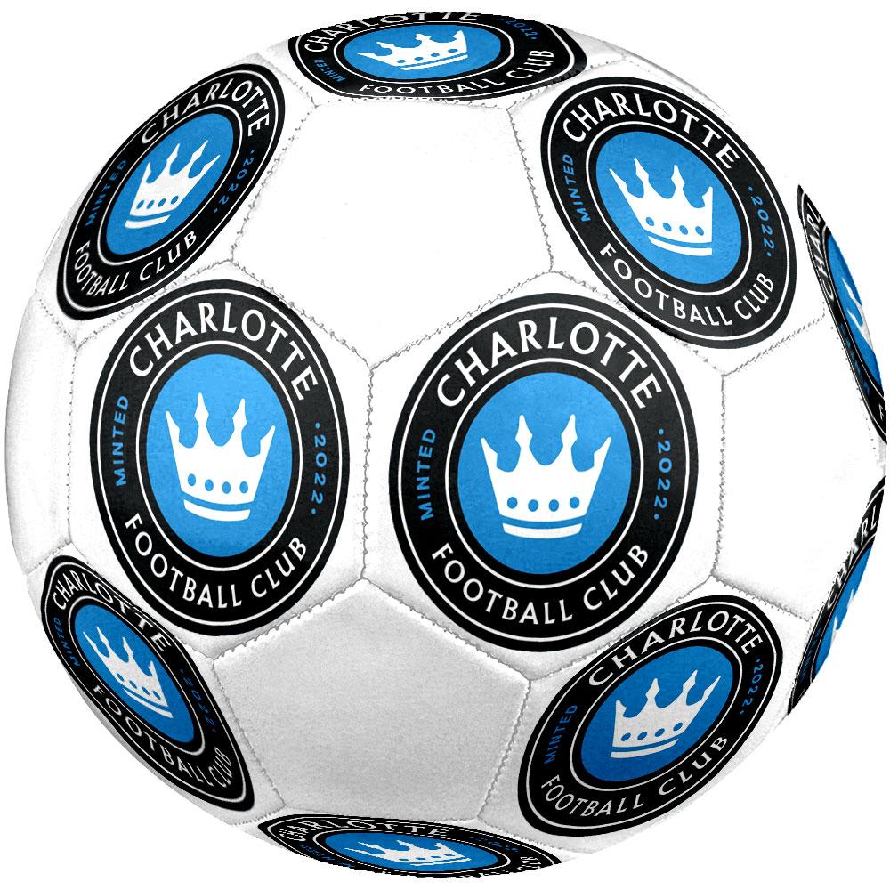 Charlotte FC Size 5 Soccer Ball, Machine-Stitched PVC, Durable & High Bounce, All Ages Fit, Fan Merchandise, Matches & Outdoor Use.