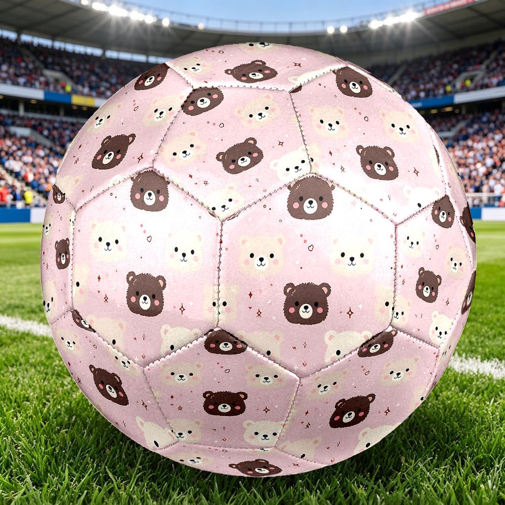 1PC Bear Faces Soccer Ball Size 5 Football Machine Sewn Indoor/Outdoor Universal Football Gift W95